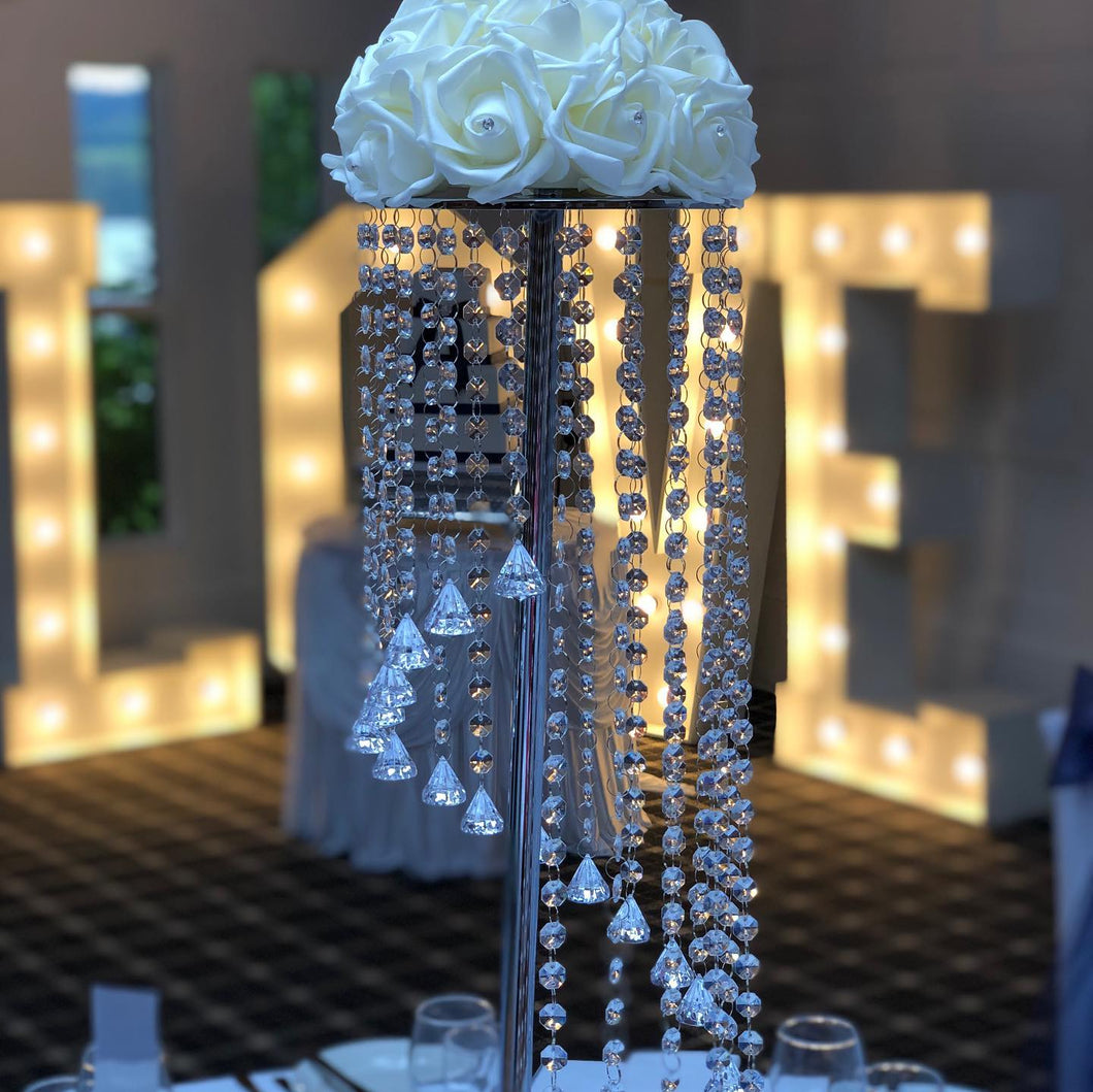 Crystal Chandelier with Artificial Roses